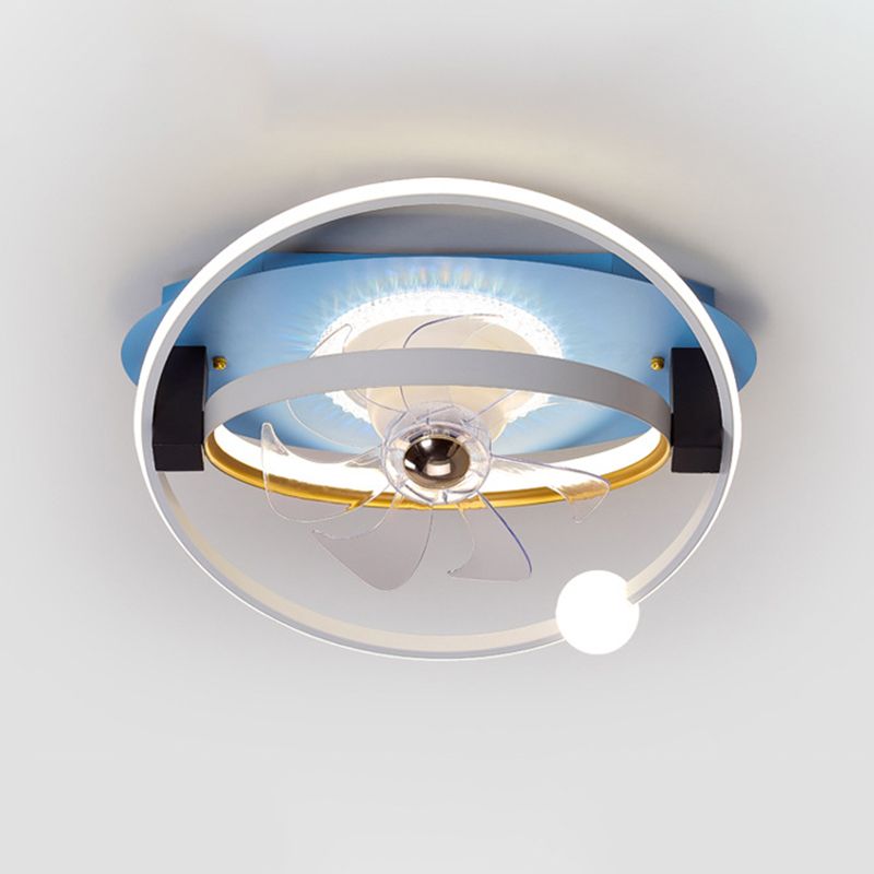 Polish Finish Fan with Light Contemporary 7-Blade LED Ceiling Fan for Foyer