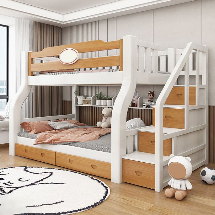 Solid Wood Standard Bed Natural Pine Kids Bed with Headboard