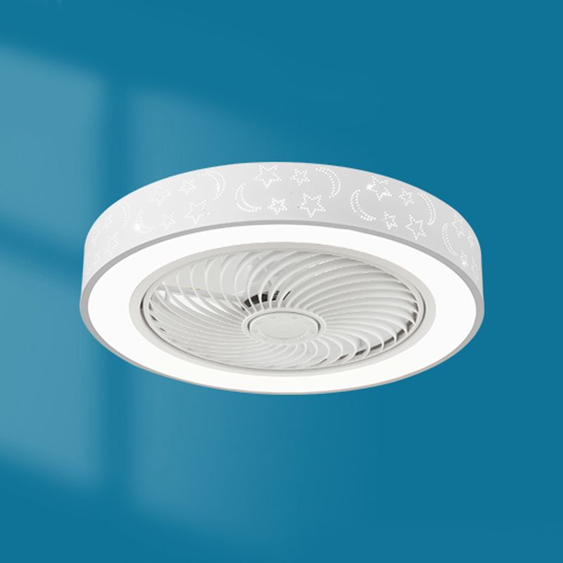 Unsichtbarer, trommelförmiger Lüfterlicht Kit Nordische Acryl weiße LED Semi Flush Light für Schlafzimmer