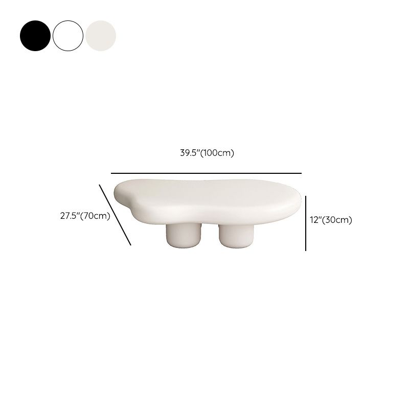 11"H Contemporary Coffee Table Wooden 2 Legs Coffee Cocktail Table