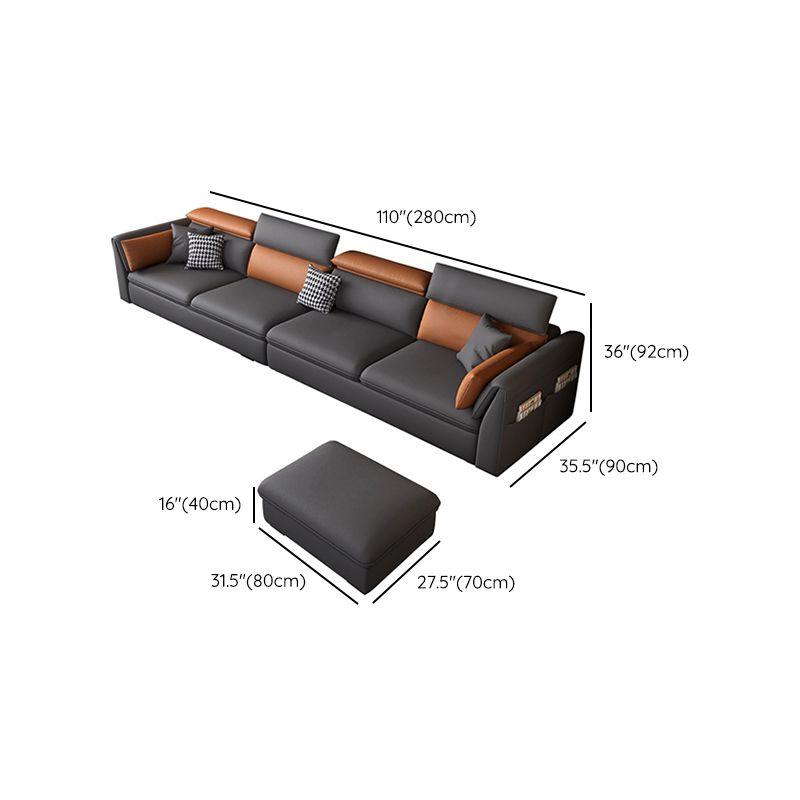 Modern Pillowed Back Cushions Sectional Grey Pillow Top Arm Chesterfield Sectional