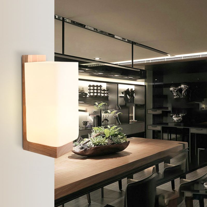 Moderner Stil Rechteck geformtes Wandlampe Holz 1 Lichtwandbeleuchtung Armaturen