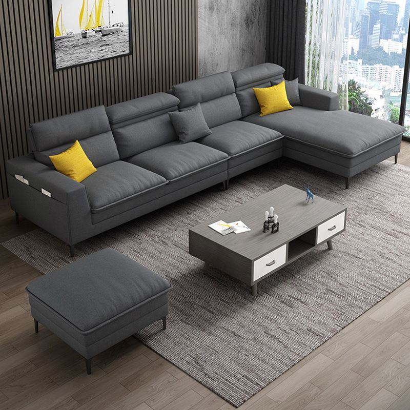 Linen Contemporary Cushions Sofa & Chaise Cushion Back Square Arm Sofa