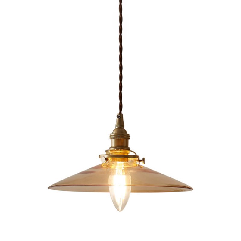 Lampada a sospensione in ottone in ottone in ottone industriale 1 lampada a sospensione in vetro leggero per ristorante