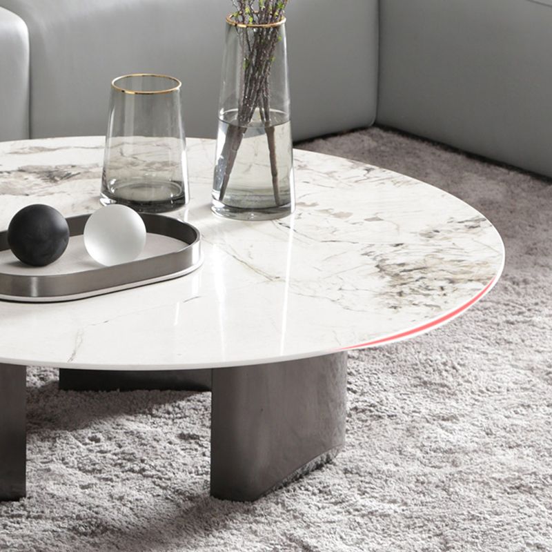 3 Legs Round Slate Coffee Table 13.8" H Modern Cocktail Table