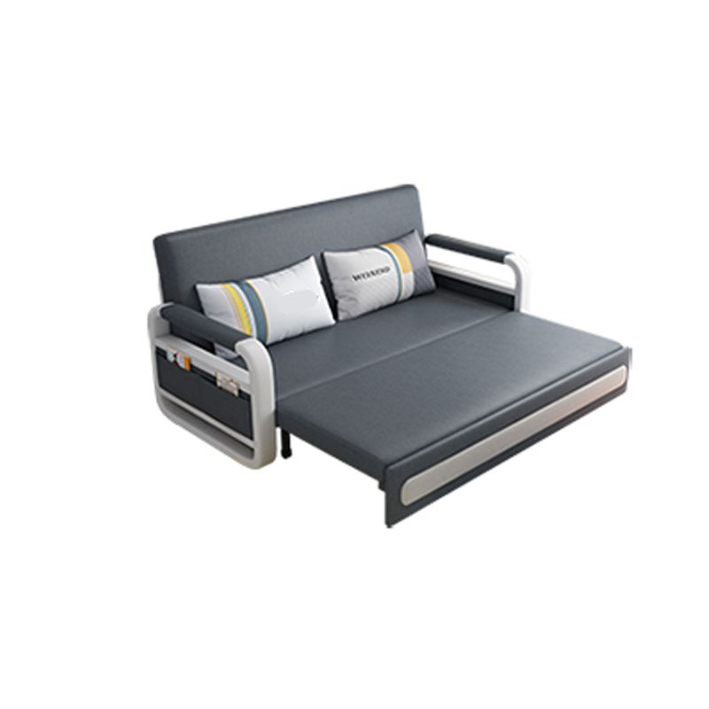 Deep Gray Faux leather Sofa Bed 33.46" Wide Square Arm Sleeper Sofa