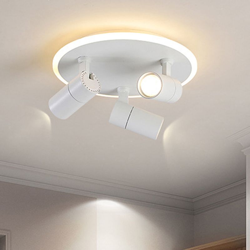 Oficina de pasillo de luz de montaje circular de metal rotativo 4 cabezas de iluminación cálida/blanca Luz en blanco