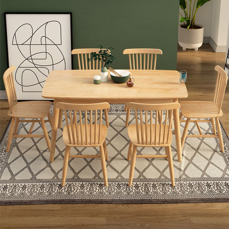 Modern Solid Wood Dining Room Set with Rectangle Home Dining Table Furniture