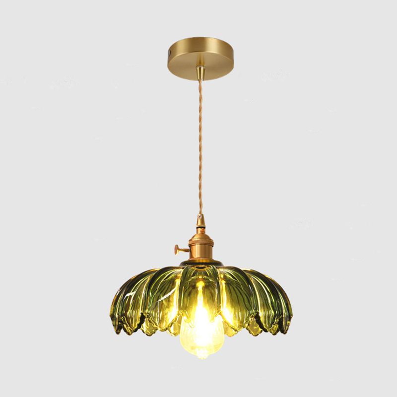 Hanging Pendant Light Vintage Style Glass Petal Hanging Light Fixture for Bedroom