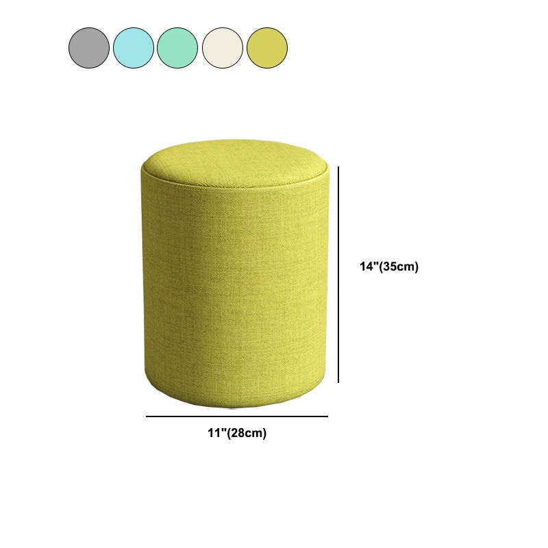 Contemporary Footstool Ottoman Fabric Upholstered Solid Color Round Ottoman