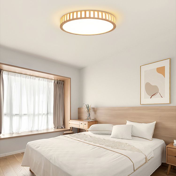 Bois 1-Flush léger Mount Ceiling Fixture Modern Style Drum Flush Mount Lamp for Living Room