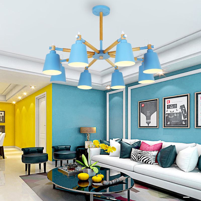 Contemporary Cone Chandelier Pendant Light Metallic Hanging Light Fixtures for Bedroom