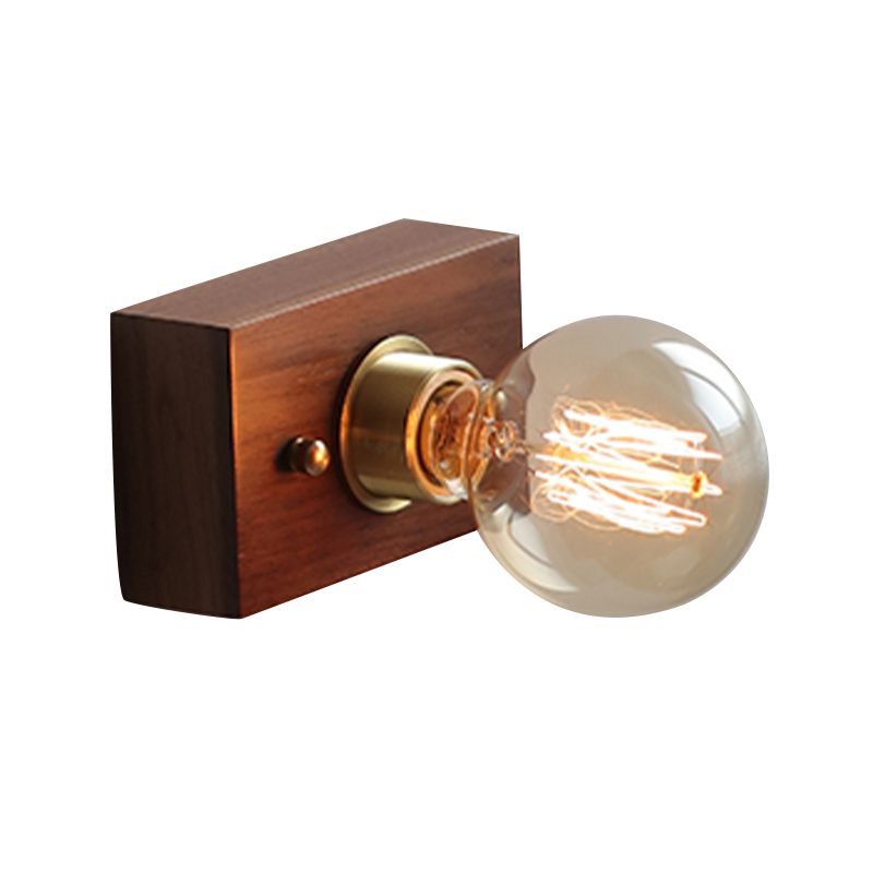 Minimalist Wall Sconce Exposed Bulb Wooden Sconce Light for Bedroom