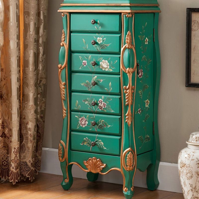 Industrial Side Cabinet in Solid Wood with 7 Drawers and 1 Door