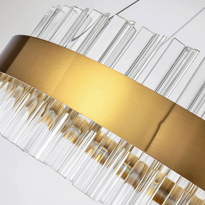 Anillo de colgante de suspensión Luz de comedor moderno encendedor lámpara de cristal en acabado dorado