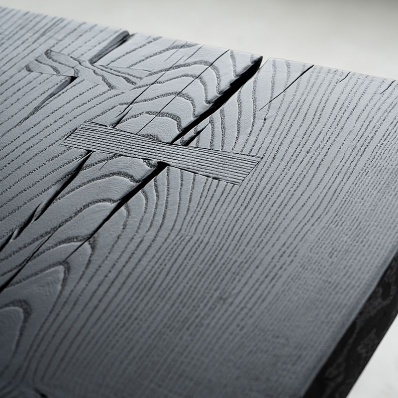 Black Ash Wood Top Bar Table with Acrylic Base Modern Pub Table with Double Pedestal