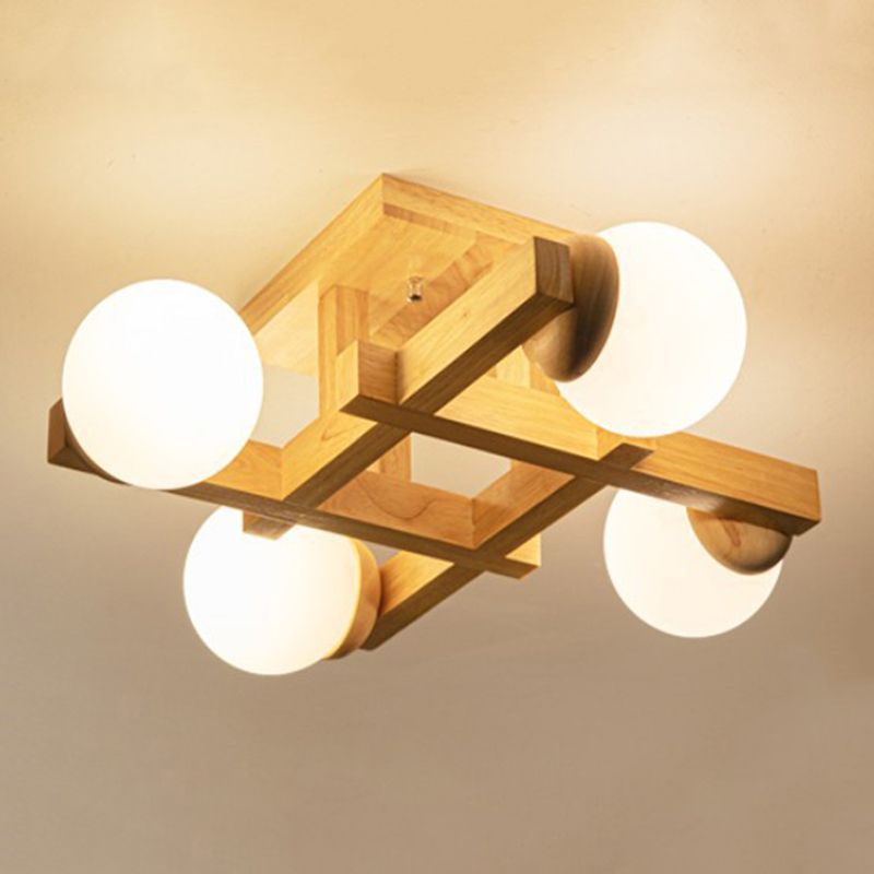 Flush Mount Ceiling Light Modern Wood Fixture Flush Mount Lamp for Living Room