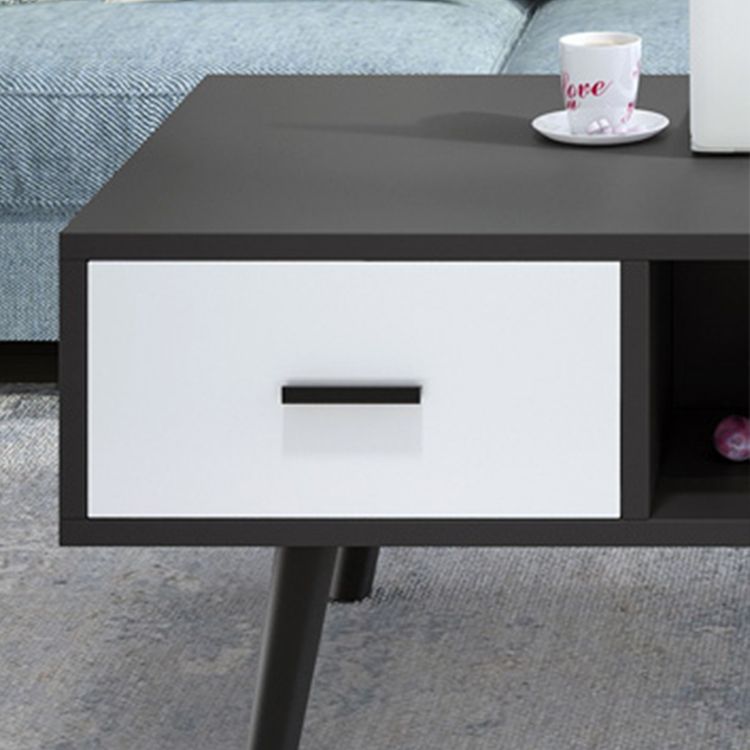 Modern 4 Legs Cocktail Table Wood 1 Single Coffee Table with Drawers