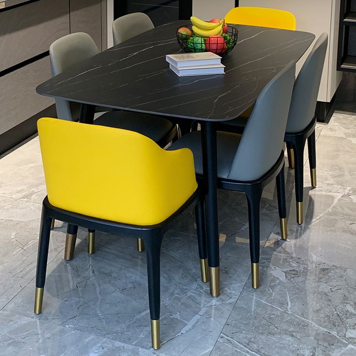 Rectangle Three-Color Dining Table Sintered Stone Table Luxury with 4 Legs