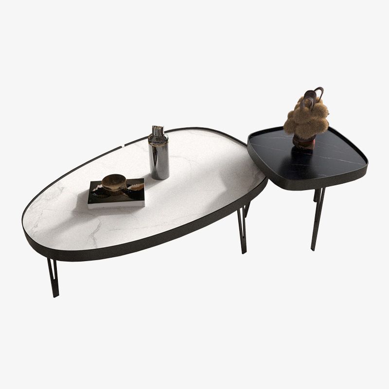 Modern Slate/metal Oval/square Coffee Table for Living Room Cocktail Table