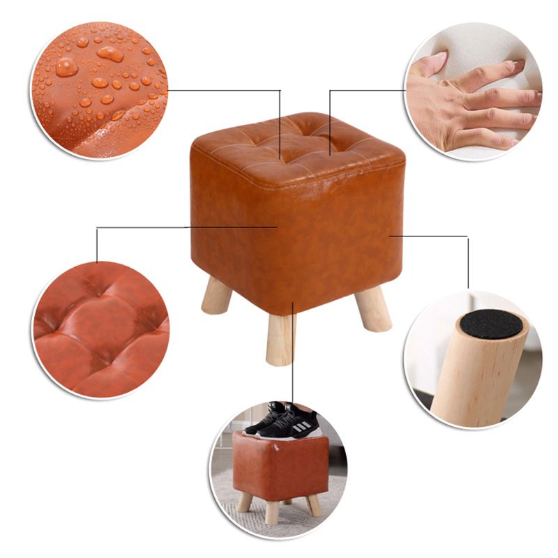 Water Resistant Pouf Tufted Whole Colored Square Faux Leather Pouf Stool