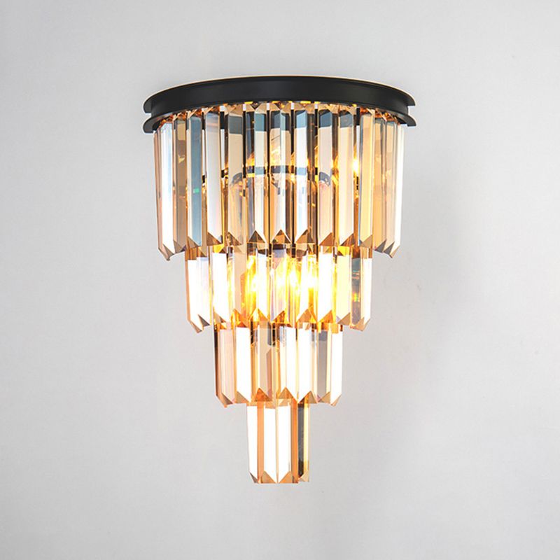 Sfonce da parete in cristallo a 2 luci in moderna lampada da parete in ferro battuto in ferro battuto per camera da letto