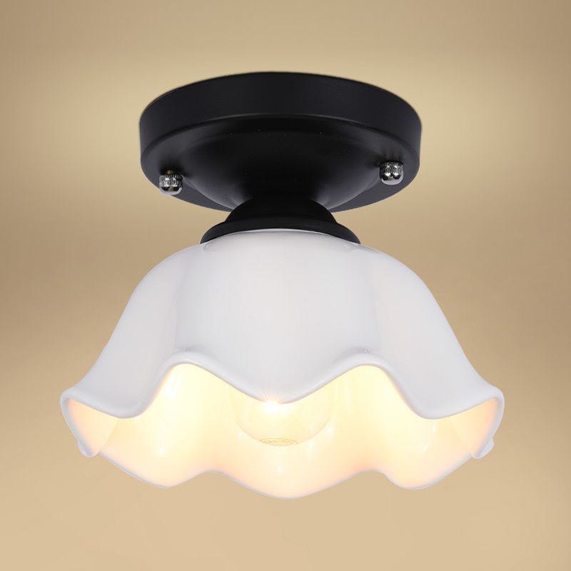 Éclairage de plafond classique de salle à manger de lumière de bâti de plafond en verre à tête unique