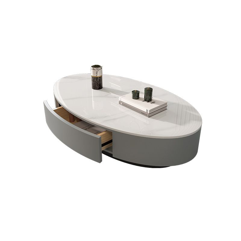 Glam Slate Coffee Cocktail Table Frame Oval Pedestal Coffee Table for Home