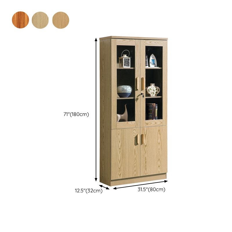 Contemporary Bookcase Closed Back Vertical Engineered Wood Shelf Bookcase with Doors