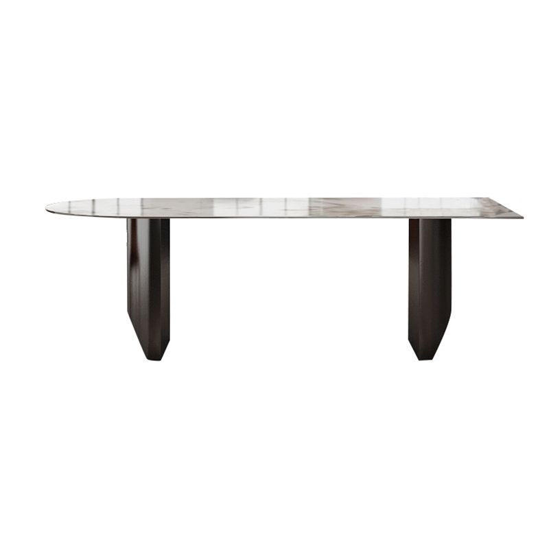 Sintered Stone Dining Table Traditional Luxury Double Pedestal Table for Kitchen
