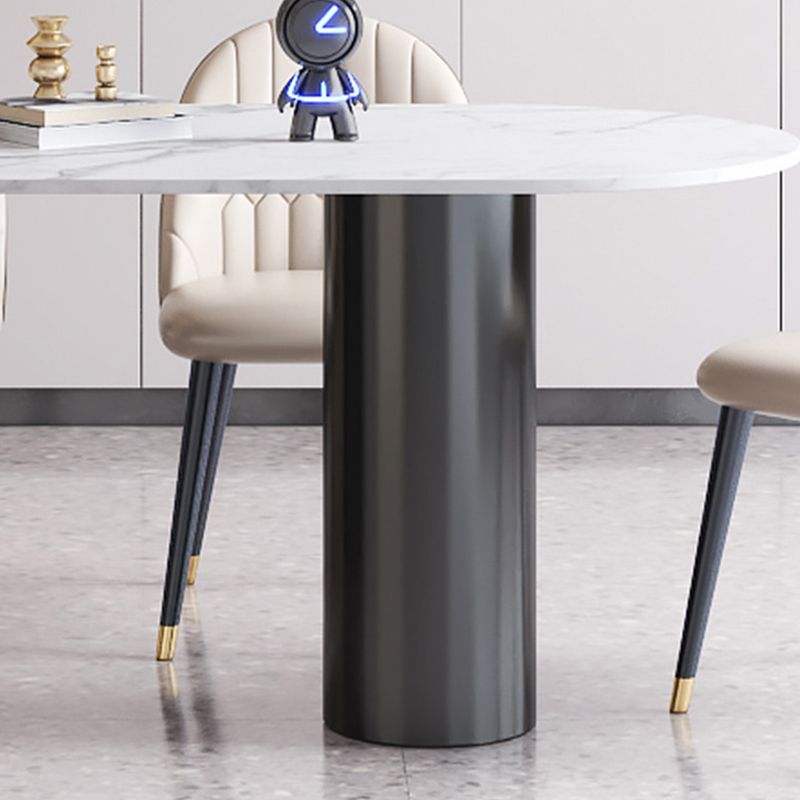 Sintered Stone Dining Table Modern White Top Table with Black Frame for Kitchen