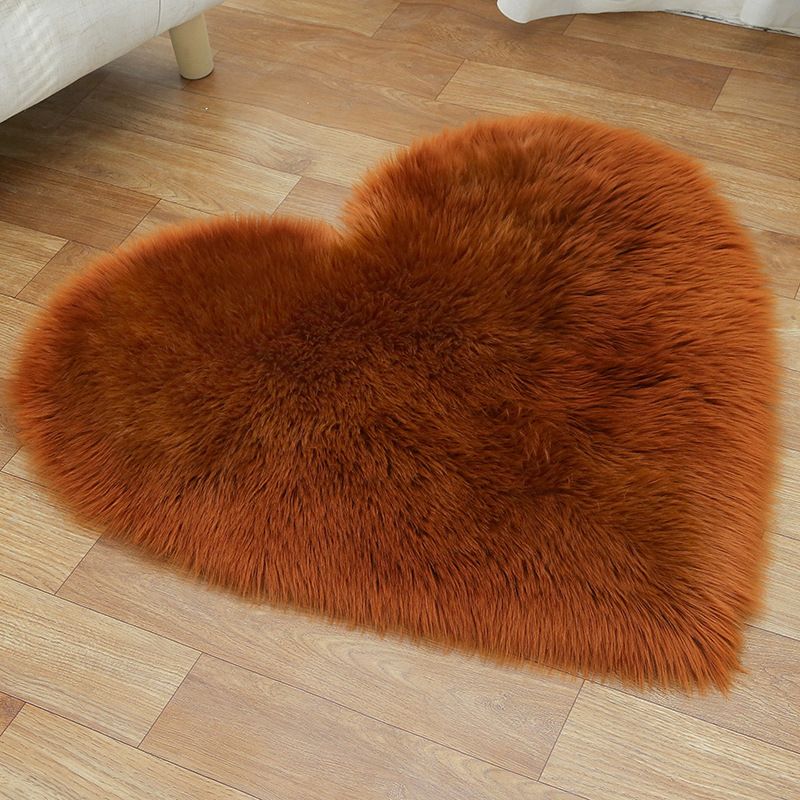 Loving Heart Shaped Plain Rug Multi-Color Comfort Rug Synthetic Wool Stain Resistant Non-Slip Pet Friendly Carpet for Girls Room