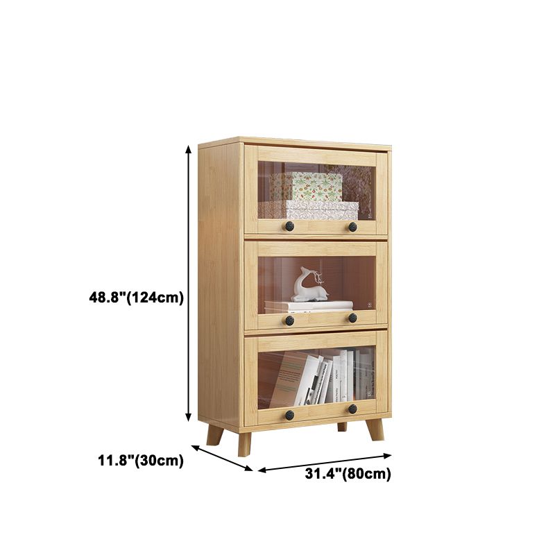 11.8" W Closed Storage Bookcase Modern Wooden Bookshelf with Glass Doors
