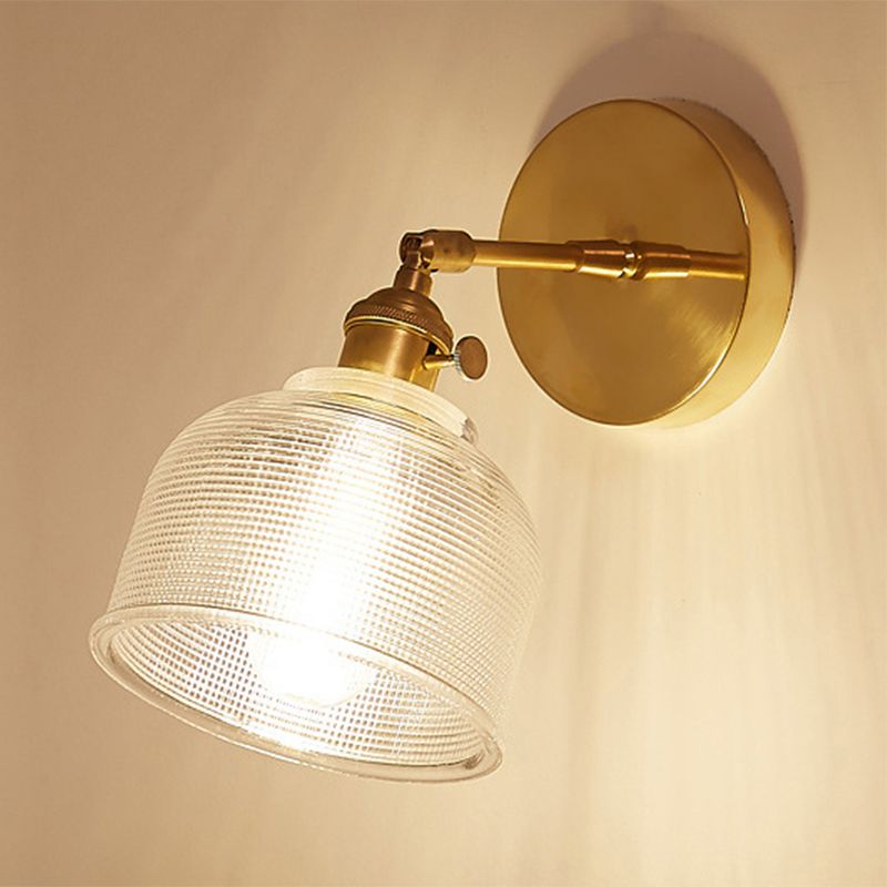 Klare prismatische Glas Kuppel Wandleuchte Industrie 1 Licht Schlafzimmer Beleuchtung