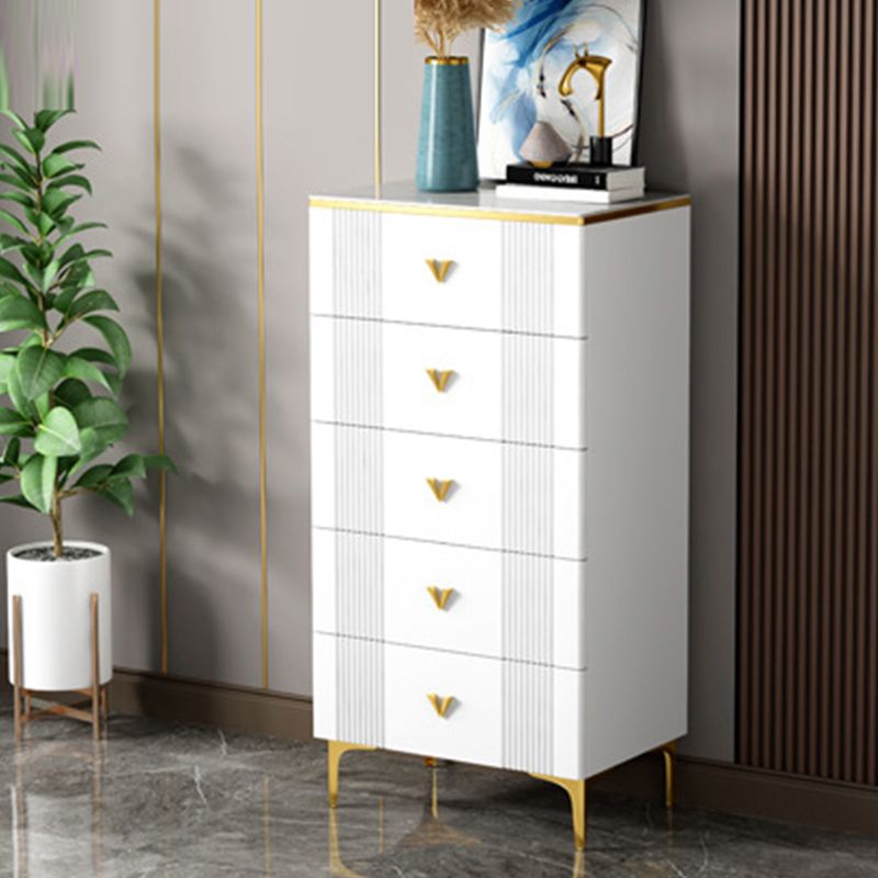 Glam Chest Bedroom Stone 15.7" Wide Chest in White with Drawers
