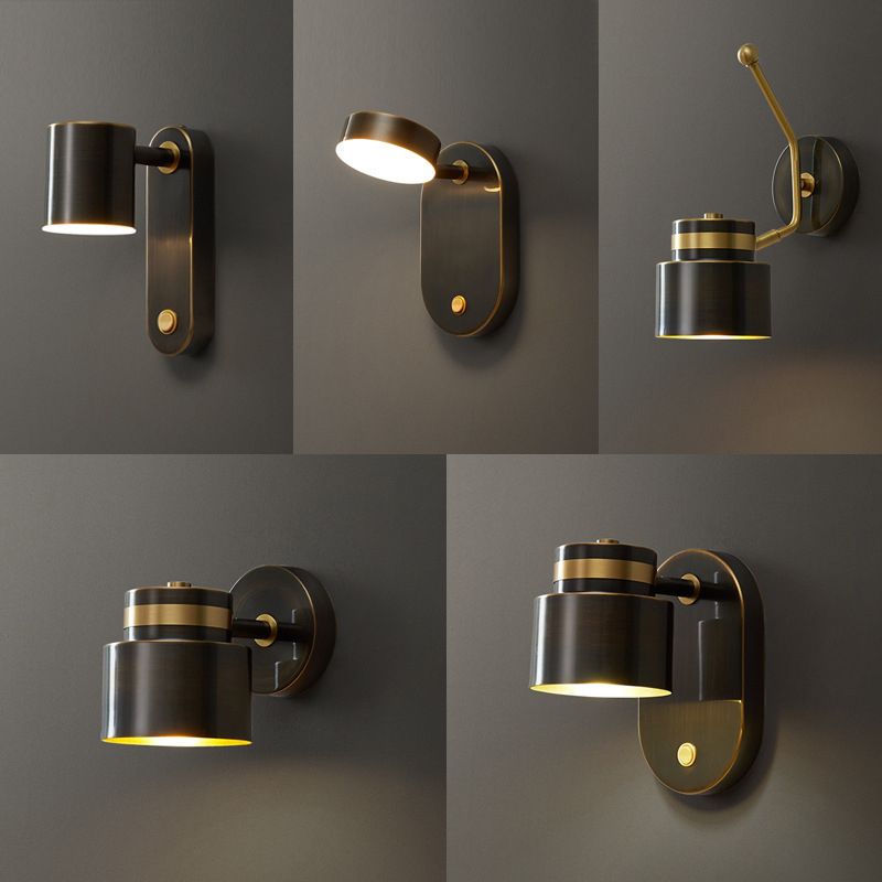 1-Light Adjustable Wall Light Modern Metal Wall Lights in Black