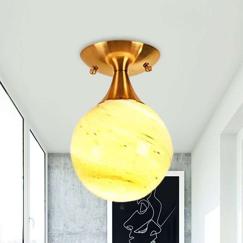 Illuminazione a semimontaggio in vetro bianco-giallo/grigio-blu/grigio fumo con paralume a sfera Nordic 1 lampadina da incasso a soffitto per foyer