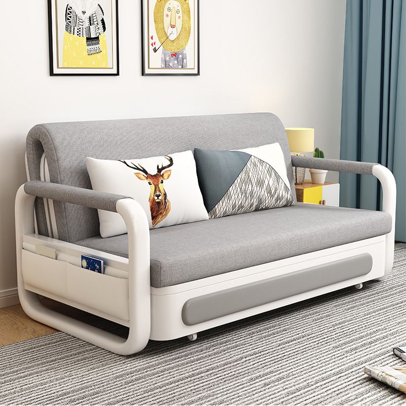 Light-grey Linen Armless Sofa 35.43" Wide Contemporary Convertible Sofa Bed