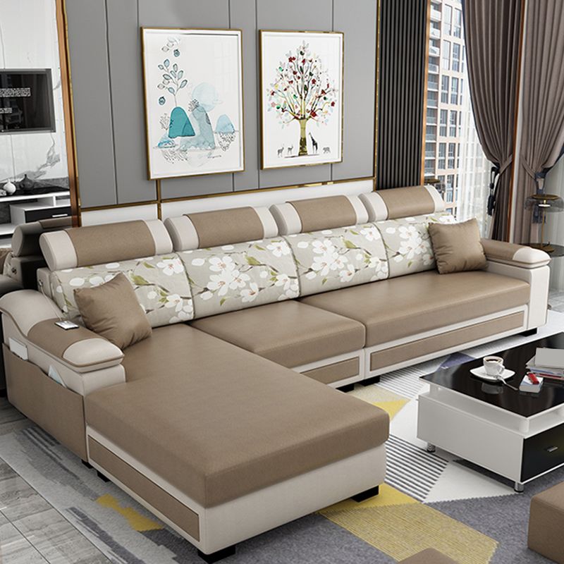 110.23" L Modern Sectional Stain-Resistant Faux leather Sectional