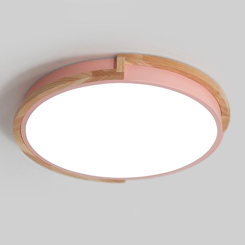 Round Shape LED Ceiling Lamp Macaroon Modern Iron 1 Light Flush Mount for Dining Room