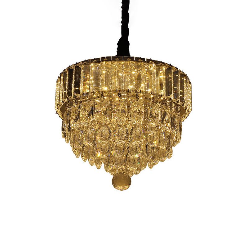 LED LED Black Dropsant Contemporary Clear Crystal Crystal Tearcrop Impiccing Lampada per sala da pranzo