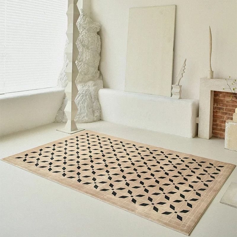 Geometric Pattern Rug Rectangle Shape Living Room Carpet Polyester Washable Area Rug