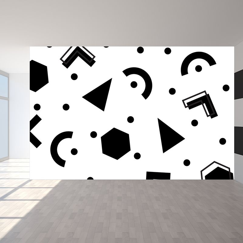 Illustration Geometry Mural Wallpaper Giant Wall Covering for House Interior, Custom Size