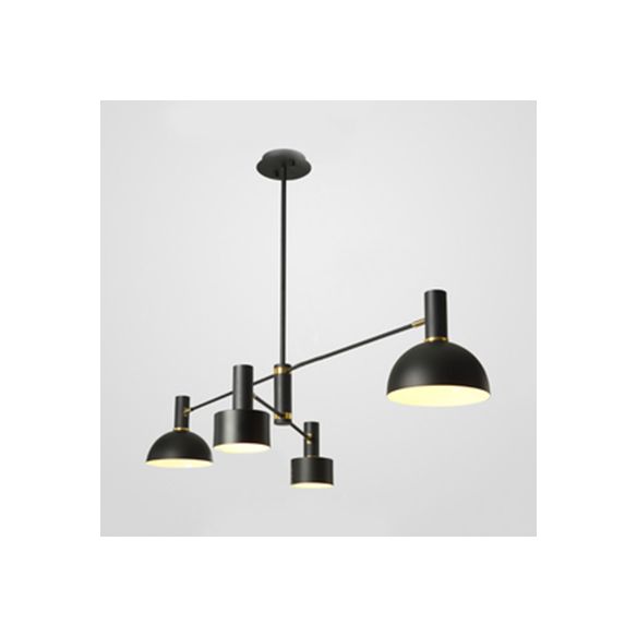 Drum & Dome Chandelier 4 Bulbos Nórdico Estilo Nórdico Iluminación colgante de metal para restaurante de cocina