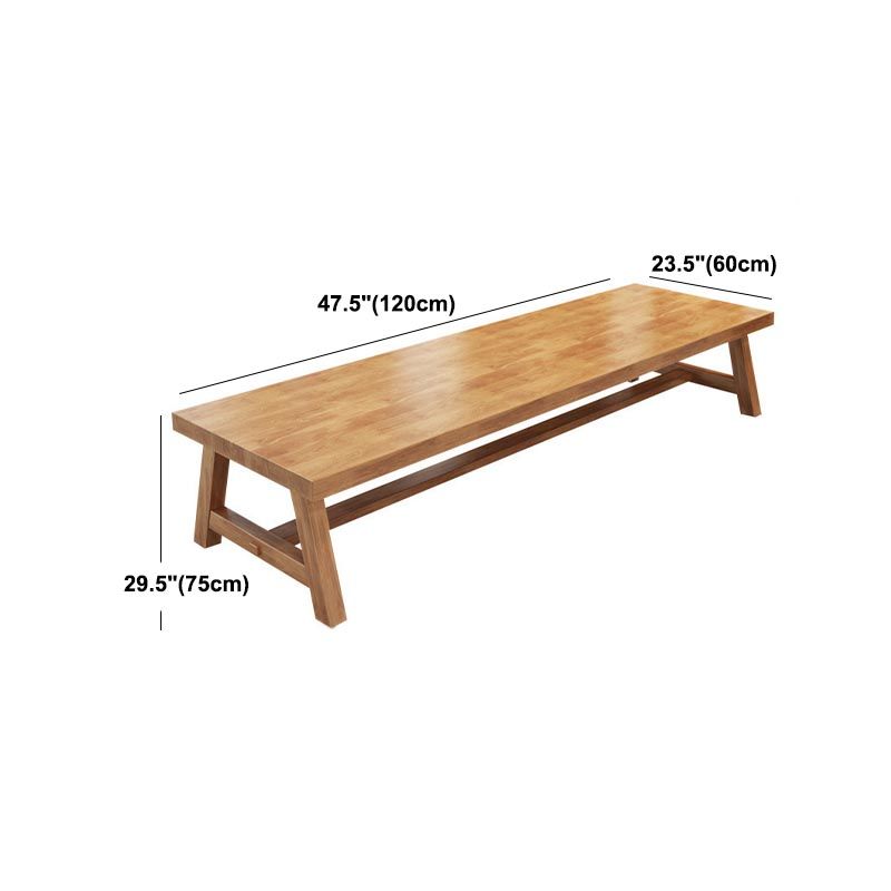 Solid Wood Top Dining Table Rectangle Pine Wood Table with Trestle Base