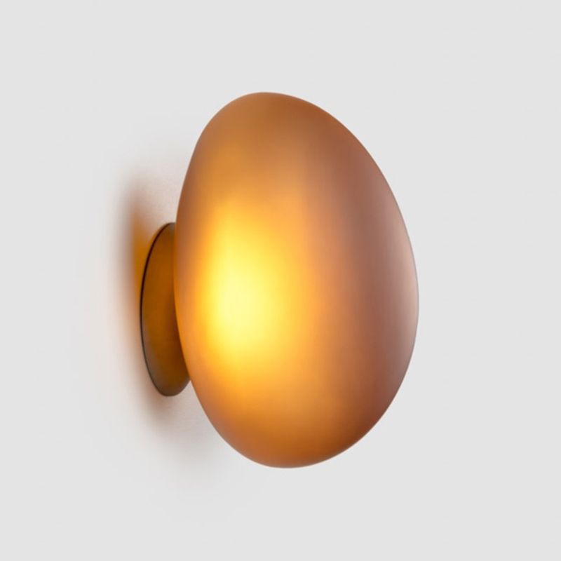 Nordic Style Iron Wall Light Cobblestone Shape Wall Lamp with Glass Shade for Bedroom