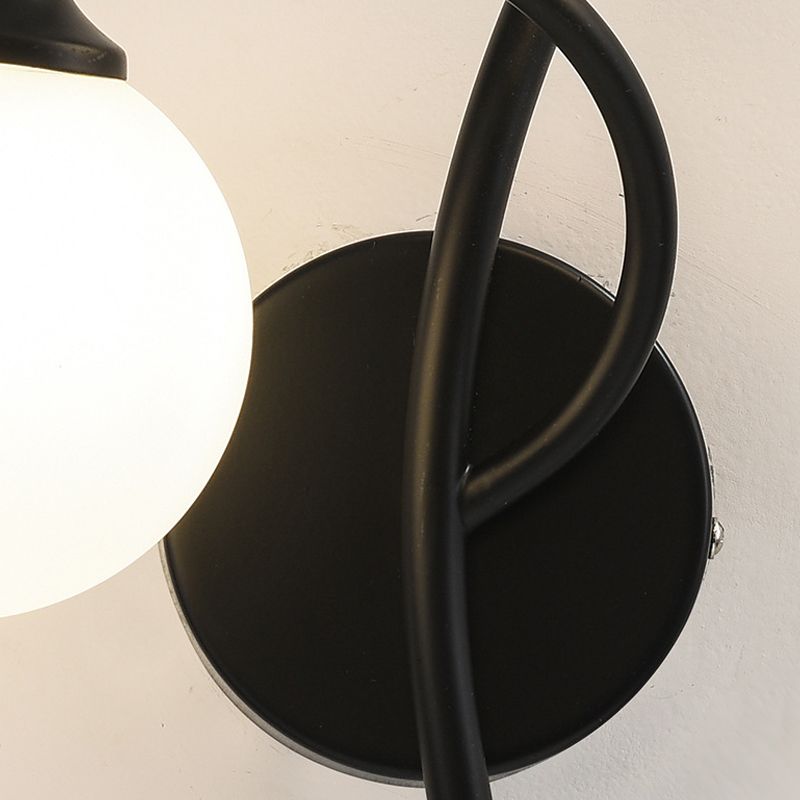 Contemporary White Glass Wall Sconce 2 Head Wall Light for Living Room