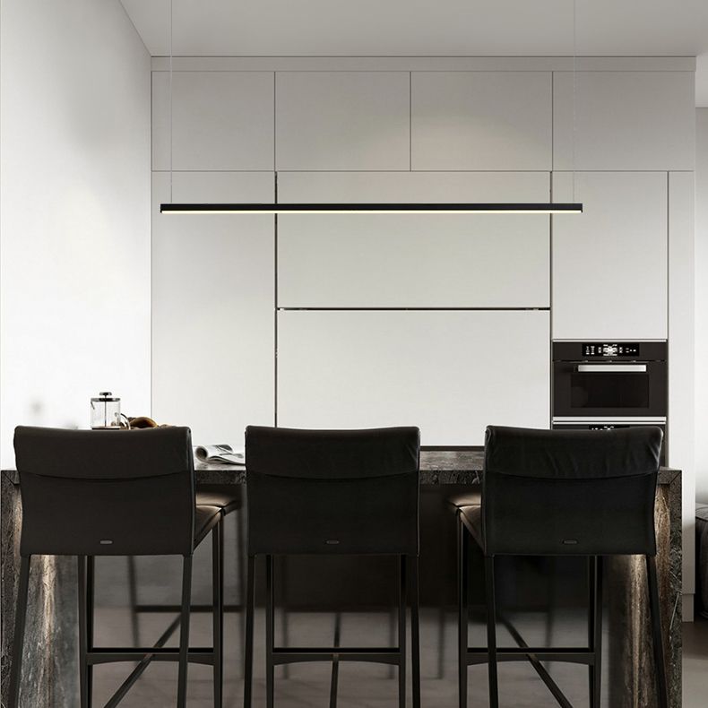 Estilo moderno de forma lineal isla luz de metal 1 idea de iluminación de la isla ligera en negro