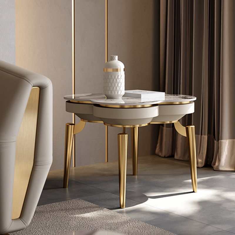 Luxurious Metal Side Table Stone 4 Legs Sofa Side Accent Table