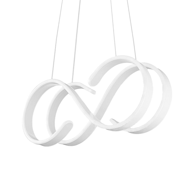 Simple LED 1 Light Drop Pendant with Acrylic Shade White 8-Shaped Chandelier in Warm/White/Natural Light